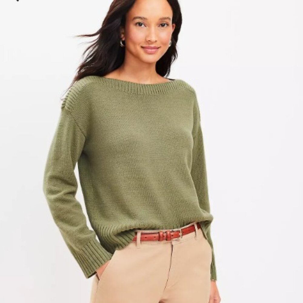 Loft Boatneck Sweater Green, SM